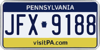 PA license plate JFX9188