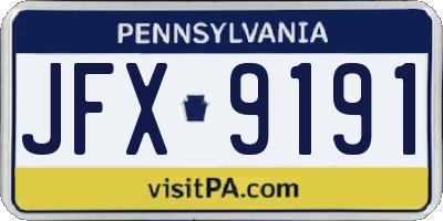PA license plate JFX9191