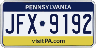 PA license plate JFX9192