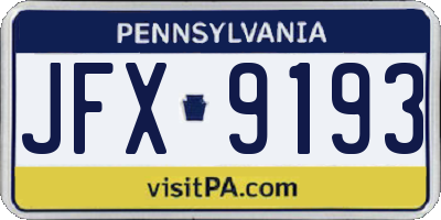 PA license plate JFX9193