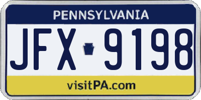 PA license plate JFX9198
