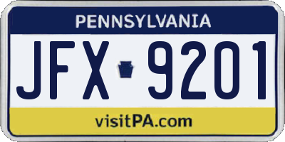 PA license plate JFX9201