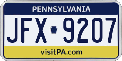 PA license plate JFX9207