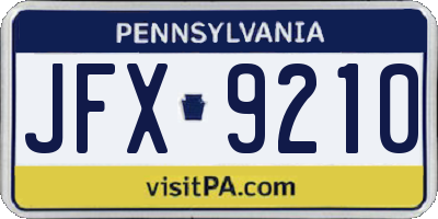 PA license plate JFX9210