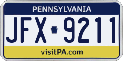 PA license plate JFX9211