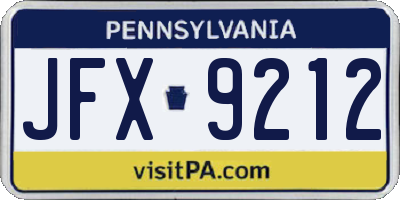PA license plate JFX9212