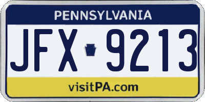 PA license plate JFX9213