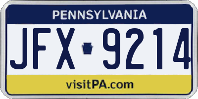 PA license plate JFX9214
