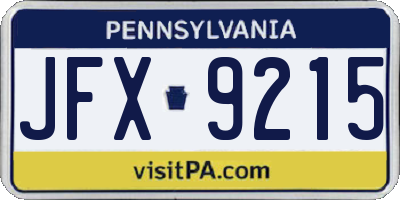 PA license plate JFX9215