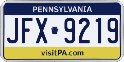 PA license plate JFX9219
