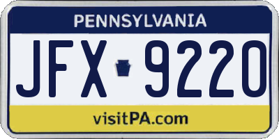 PA license plate JFX9220