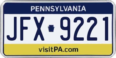 PA license plate JFX9221