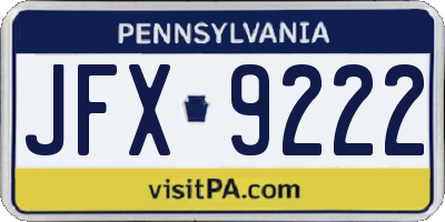 PA license plate JFX9222