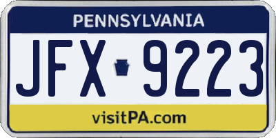 PA license plate JFX9223