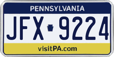 PA license plate JFX9224