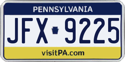 PA license plate JFX9225