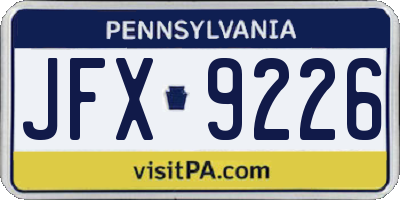 PA license plate JFX9226