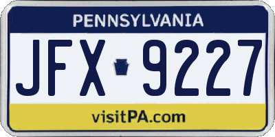 PA license plate JFX9227