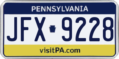 PA license plate JFX9228