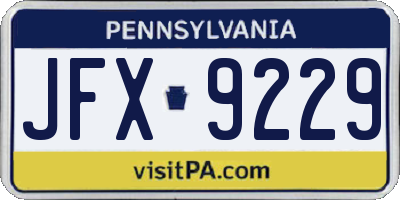 PA license plate JFX9229