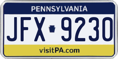 PA license plate JFX9230