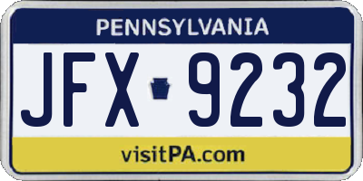 PA license plate JFX9232