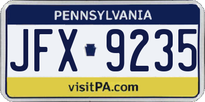 PA license plate JFX9235