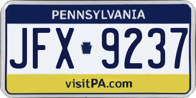 PA license plate JFX9237