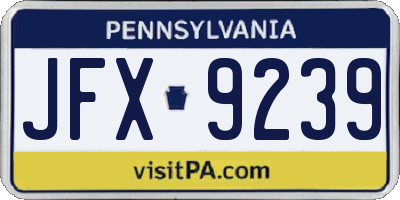 PA license plate JFX9239