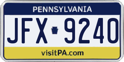 PA license plate JFX9240