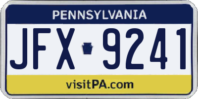 PA license plate JFX9241