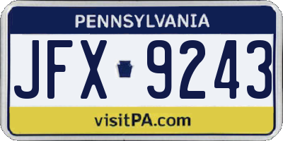 PA license plate JFX9243