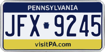 PA license plate JFX9245