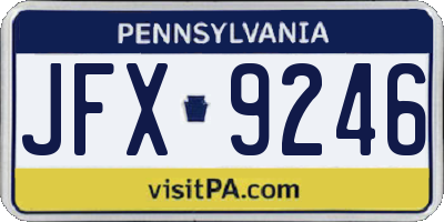PA license plate JFX9246