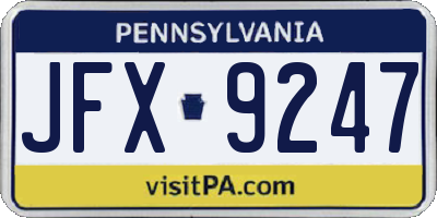PA license plate JFX9247