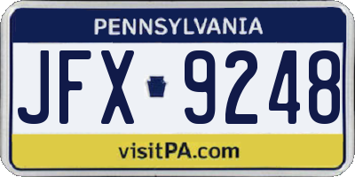 PA license plate JFX9248