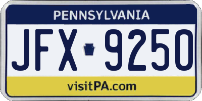 PA license plate JFX9250