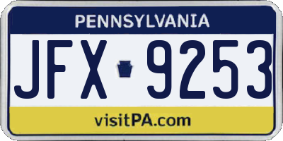 PA license plate JFX9253
