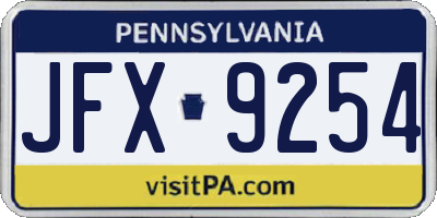 PA license plate JFX9254