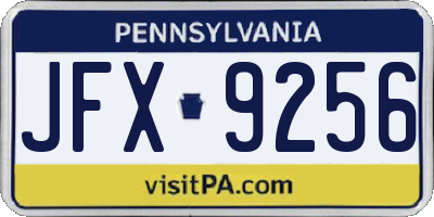 PA license plate JFX9256