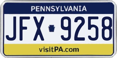 PA license plate JFX9258