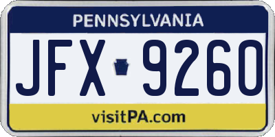 PA license plate JFX9260