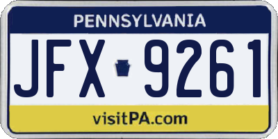 PA license plate JFX9261