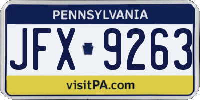 PA license plate JFX9263