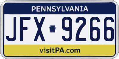 PA license plate JFX9266