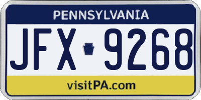 PA license plate JFX9268
