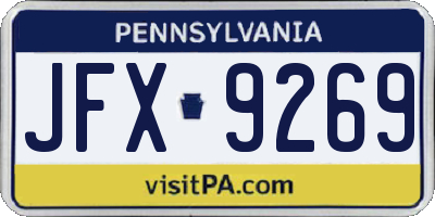 PA license plate JFX9269