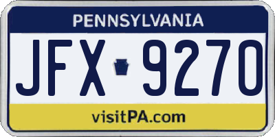 PA license plate JFX9270