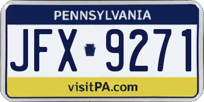 PA license plate JFX9271