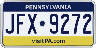 PA license plate JFX9272